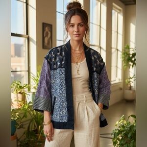 Rare GAP Bohemian Revival Floral Patchwork Quilted Kimono Jacket Coat Small